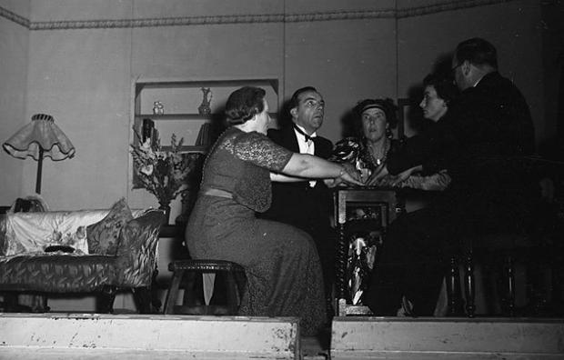 Whitchurch Herald: "Blithe Spirit" by Noel Coward, performed at Wem, October 1948. Picture: Geoff Charles Collection.